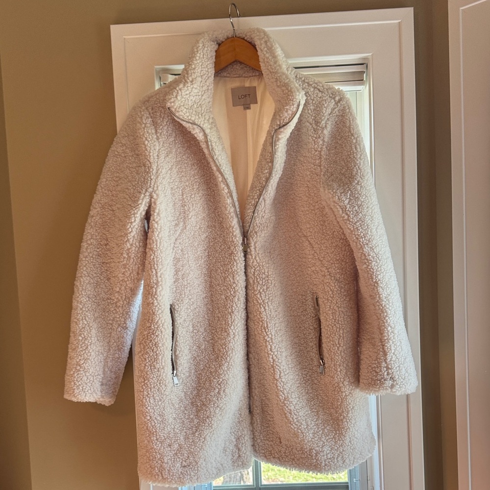 LOFT Women's Soft Cream Teddy Jacket